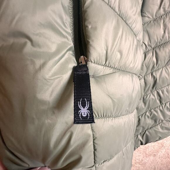 Spyder Boundless Hooded Full Zip Puffer Parka Jacket Youth XL Womens XS Olive - Picture 13 of 16